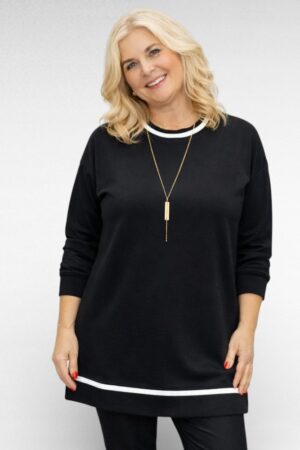 TU.231 - Puuvillane valgete kanditud äärtega pikem tuunika "Kaisa"