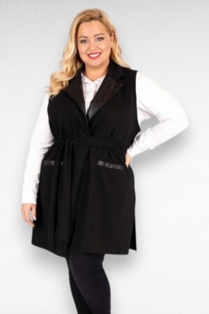 Must soliidne pikem keskelt vööga vest "Womanary" (KA.013)