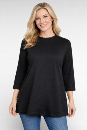 PL.020 - Must pitskaelusega puuvillane pikem pluus "Sheego"