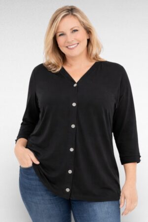 PL.241 - Must soliidne eest nööpidega pluus "Blancheporte"