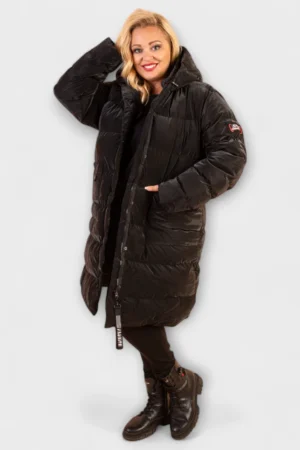 JO.060 - Must kapuutsiga pikem sügistalvine poolmantel "Zentex"