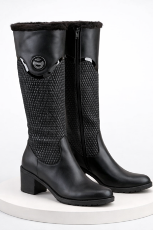 JA.025 - Mustad kõrge säärega sooja voodriga saapad "Plop"