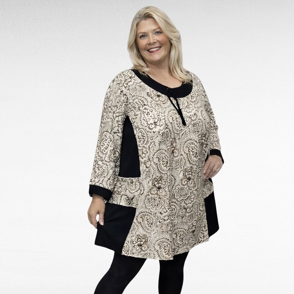 TU.517 - Salendava lõikega neerumustriga taskutega tuunika