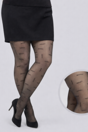 PY.045 - Silikoonvärvliga mustad kirjadega mustriga sukkpüksid "Marilyn"