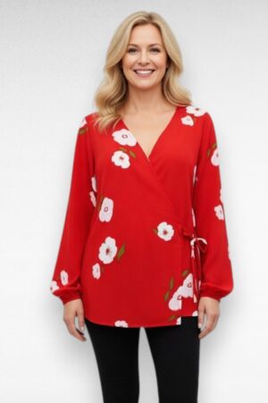 Punane valge lillemustriga hõlmikpluus "BPC" (PL.073)