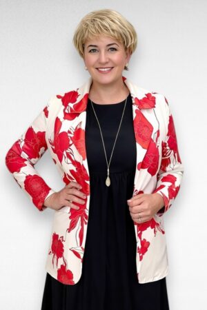 Punase- ja valgekirju alt voodriga naiste pintsak (KA.187)