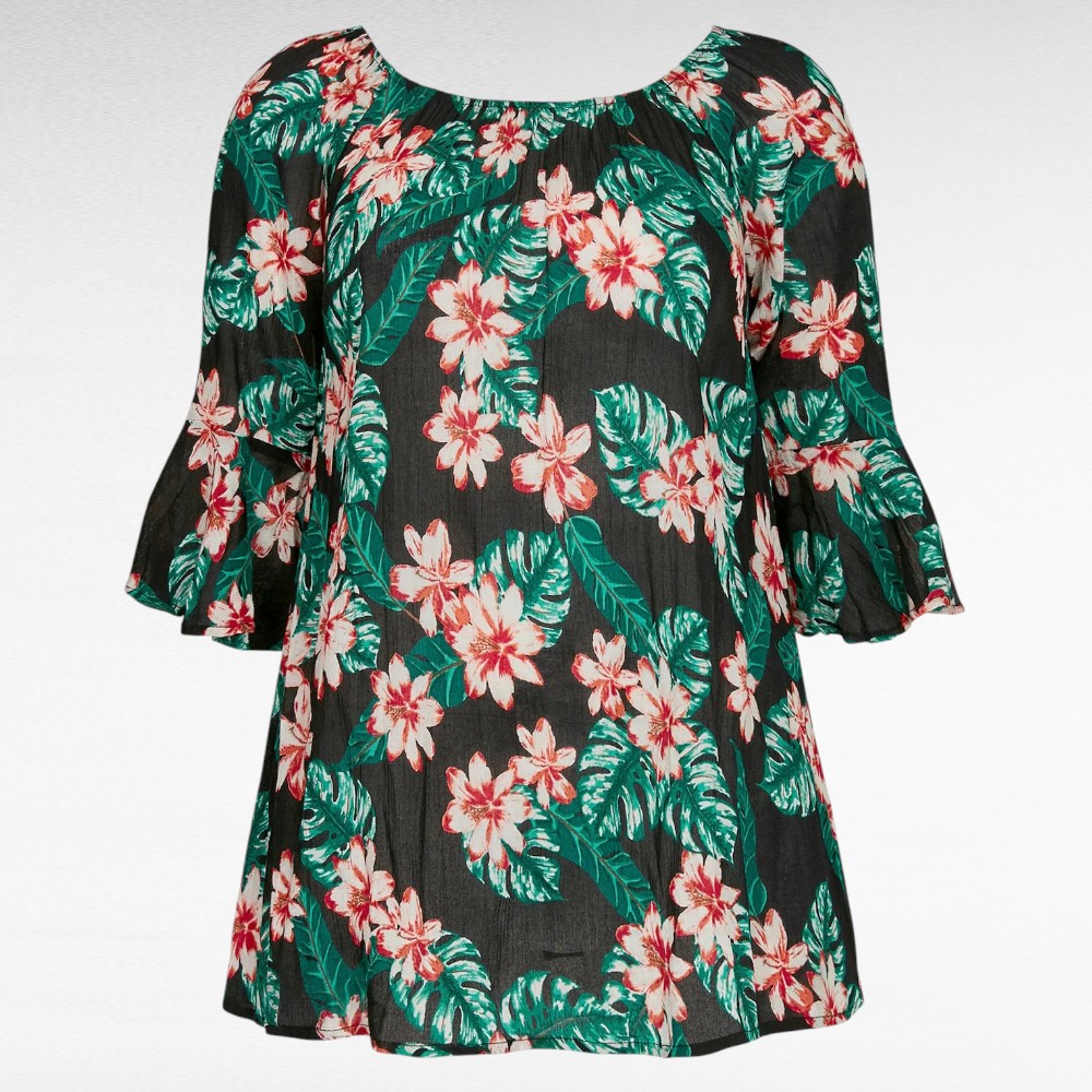 PL.108 - Rohelisekirju troopilise mustriga pluus "Evans" - Image 2