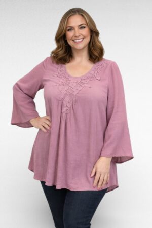 PL.011 - Lillakasroosa pitsiline pluus/tuunika "Cellbes"