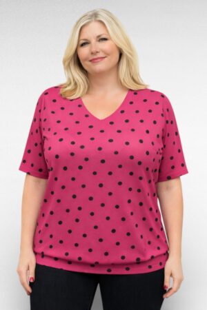 PL.510 - Roosa mustamummulise mustriga pluus "Body Flirt"