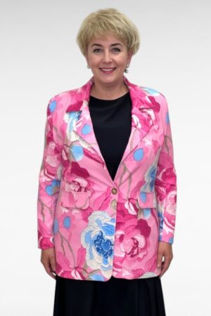 Roosa- ja siniselilleline alt voodriga pintsak (KA.186)