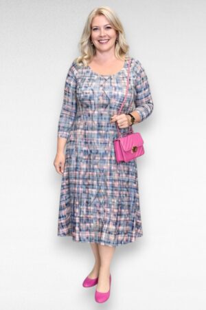 Oranži- ja sinisekirju rombimustriga kleit "Sirli" (KL.168)