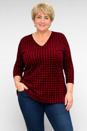 TU.137 - Punase- ja mustaruuduline pikem pluus "J. Jill"