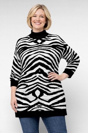 KU.048 - Musta- ja valgekirju sebramustriga pikk sviiter "Brave Soul"