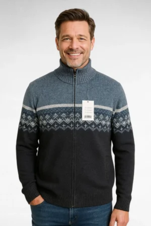 ME.121 - Sooja voodriga sinisekirju etnomustriga eest lukuga villane kampsun "S-West" meestele