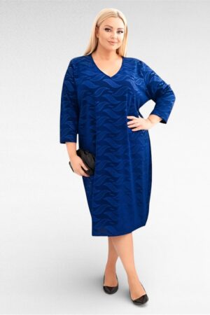 KL.872 - Pidulik V-kaelusega sissepressitud sätendava mustriga kleit