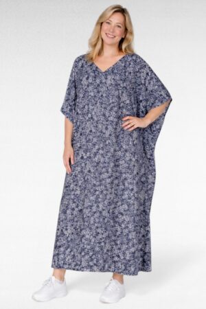 Mummulise mustriga viskooskangast kaftankleit "Eaonplus" (KL.291)