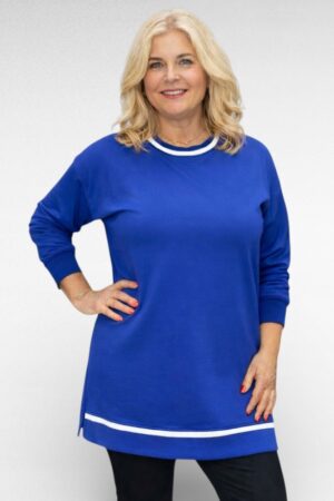 TU.231 - Puuvillane valgete kanditud äärtega pikem tuunika "Kaisa"