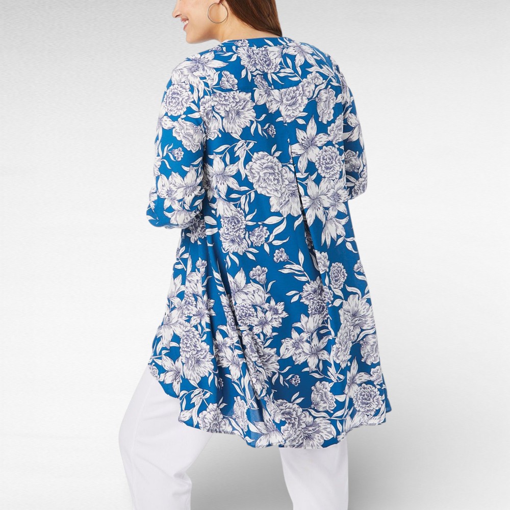 TU.162 - Pidulik sinine valge lillemustriga tuunika "Jessica London" - Image 2