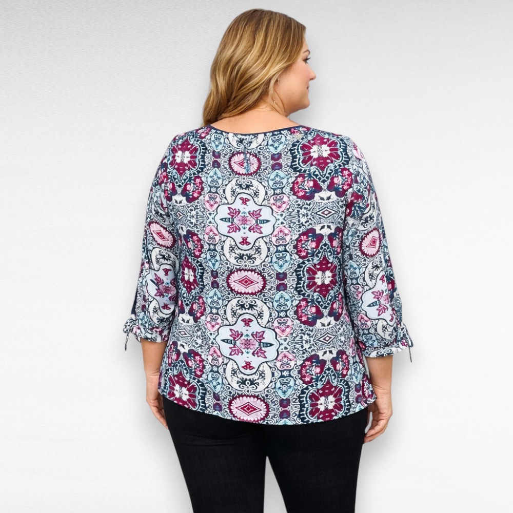 PL.219 - Sinise-ja punasekirju mustriga viskooskangast pluus "M and Co" - Image 2