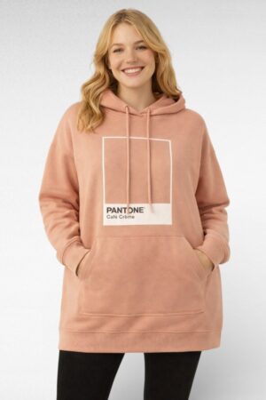 SP.030 - Kreemikasroosa pikem soe kängurutaskuga pusa "Incity"