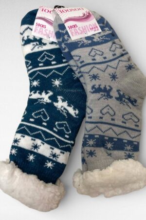 MU.010 - Põdramustriga karvase voodriga toasokid naistele