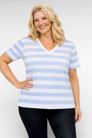 PL.283 - Valge triibulise mustriga pluus "Marks and Spencer"