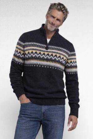 ME.126 - Ülevalt lukuga pluss suuruses kõrge kaelusega tumesinine sviiter meestele-pikemale kasvule