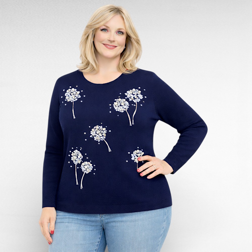 KU.078 - Tumesinine pärlitega sviiter "Bonmarche"