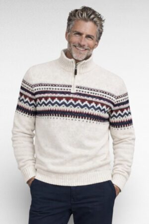 ME.125 - Ülevalt lukuga pluss suurus kõrge kaelusega ivoryvalge sviiter meestele-pikemale kasvule