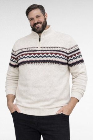 ME.125 - Pluss suurus kõrge kaelusega ivoryvalge meeste sviiter-pikemale kasvule