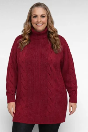 KU.091 - Kõrge kaelusega palmikkoes pikem sviiter