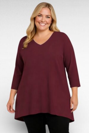 TU.602 - Naiselik sirge lõikega puuvillane V-kaelusega tuunika "Betti Fashion"