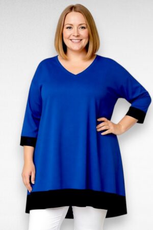 Nahkkantidega V-kaelusega puuvillane tuunika "Betti Fashion" ( TU.335)