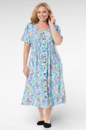 KL.194 - Helesinine roosakirju palmilehemustriga suvekleit "Woman Within"