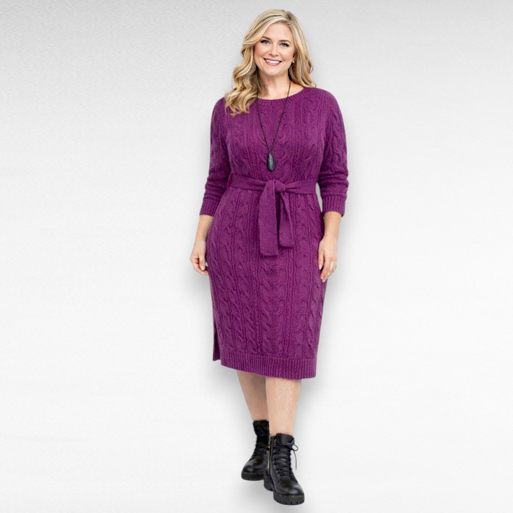 KL.243 - Palmikkoes keskelt vööga naiselik kampsunkleit "Miia"