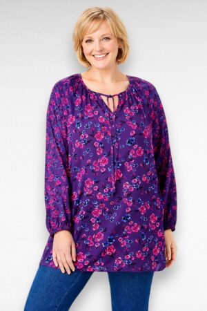 Lilla roosalillelise mustriga pluus "Woman Within" (PL.326)