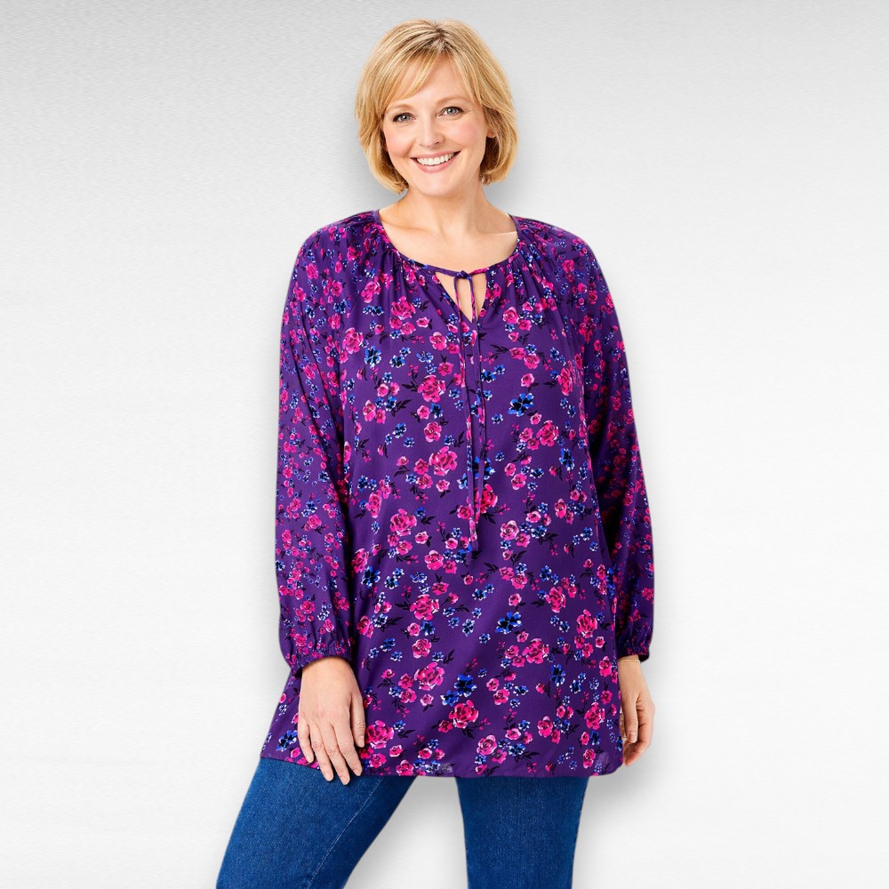 Lilla roosalillelise mustriga pluus "Woman Within" (PL.326)