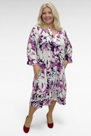 Lilla- ja valgekirju naiselik alt satsiga kleit "Keidy" (KL.655)