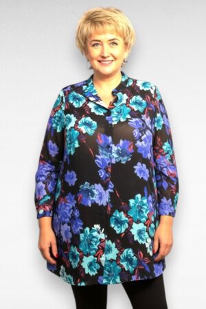 Sifoonkangast lilleline eest nööpidega pluus "Jessica London" (PL.055)