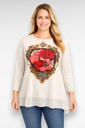 Beež lillemustriga pluus "Style & Co" (PL.052))