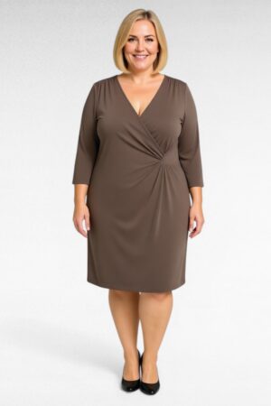 Moccapruun hõlmiklõikega pluss suurus naiste kleit (KL.137)