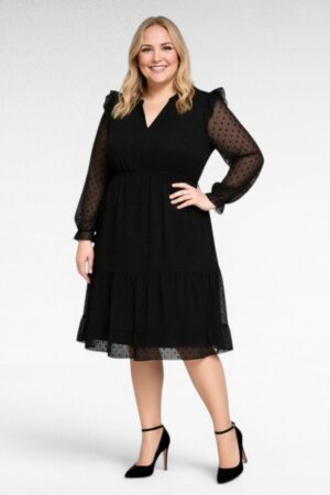 Must pidulik mummulise mustriga satsiline kleit (KL.746)