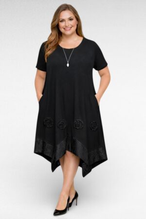 KL.231 - Must romantilises stiilis rosettidega kaunistatud kleit "Fly Out"