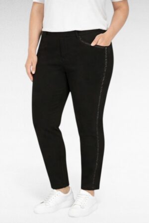 Mustad külje pealt sätendavate triipudega vabaajapüksid (PY.016)