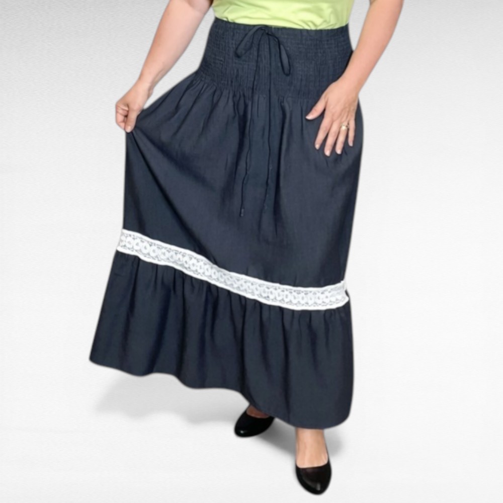 Mustjashall satsiline ja pitsiline suvine maksiseelik (SE.039)