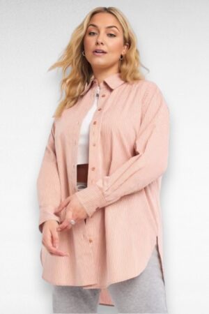 Oranžitriibuline eest nööpidega naiste pluus "Simply Be" (PL.514)