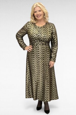 Luksuslik kuldne sakilise mustriga pikk kleit "Samantha" (KL.509)