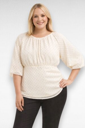 Ivoryvalge kuldse mustriga pidulik pluus "JD Williams"  (PL.315)