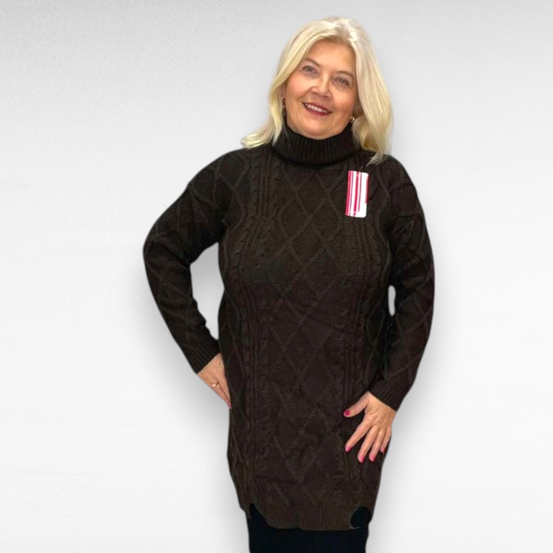 KU.034 - Kõrge kaelusega pikem palmikkoes sviiter - Image 4