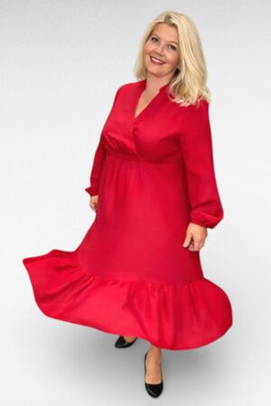 Punane hõlmiklõikega alt satsiga kleit "JD Williams" (KL.021)